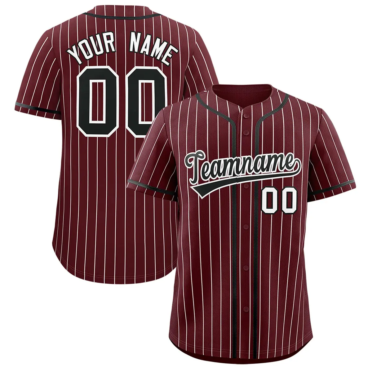 Burgundy White Stripe Authentic Fashion Baseball Jersey