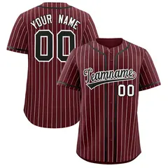 Burgundy White Stripe Authentic Fashion Baseball Jersey