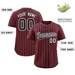 Burgundy White Stripe Authentic Fashion Baseball Jersey 2