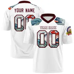 Burgundy White Ukiyo-e Auspicious Clouds Graffiti Football Jersey