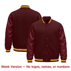 Burgundy White Varsity Jacket with Leather Sleeves Wrinkle-Resistant 6