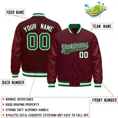 Burgundy White Varsity Jacket with Leather Sleeves Wrinkle-Resistant 2