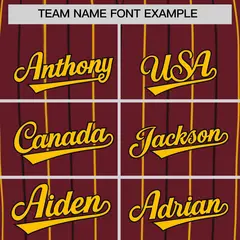 Burgundy Yellow and Black Bi-Color Stripes Baseball Jersey 3