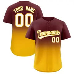 Burgundy Yellow Gradient Authentic Fashion Baseball Jersey