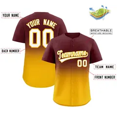 Burgundy Yellow Gradient Authentic Fashion Baseball Jersey 2