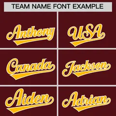 Burgundy Yellow Side Camo Baseball Jersey 3