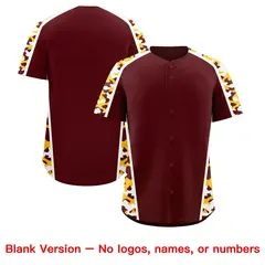 Burgundy Yellow Side Camo Baseball Jersey 7