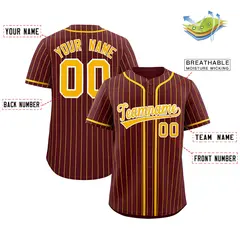 Burgundy Yellow Stripe Authentic Fashion Baseball Jersey 2
