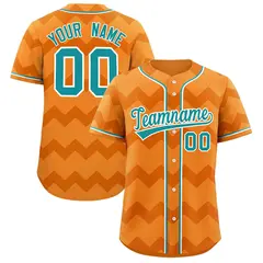 Cadmium Orange Aqua-White Ripple Design Baseball Jersey
