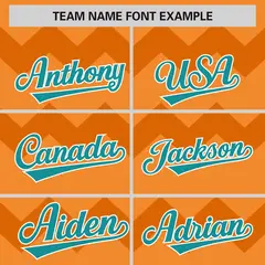 Cadmium Orange Aqua-White Ripple Design Baseball Jersey 4