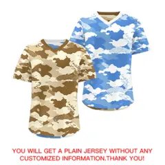 Camel Cream Powder Blue Camo Reversible Pullover Baseball Jersey 9