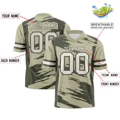 Camel Olive Scratch Pattern Authentic Football Jersey 2