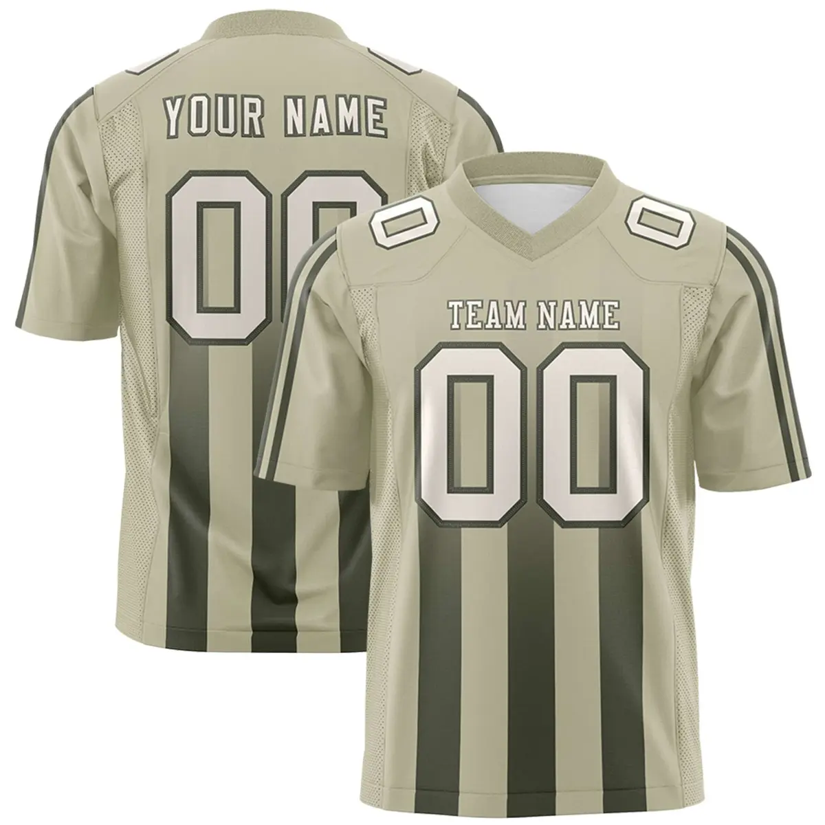 Camel Olive Vertical Fine Stripe Gradient Football Jersey