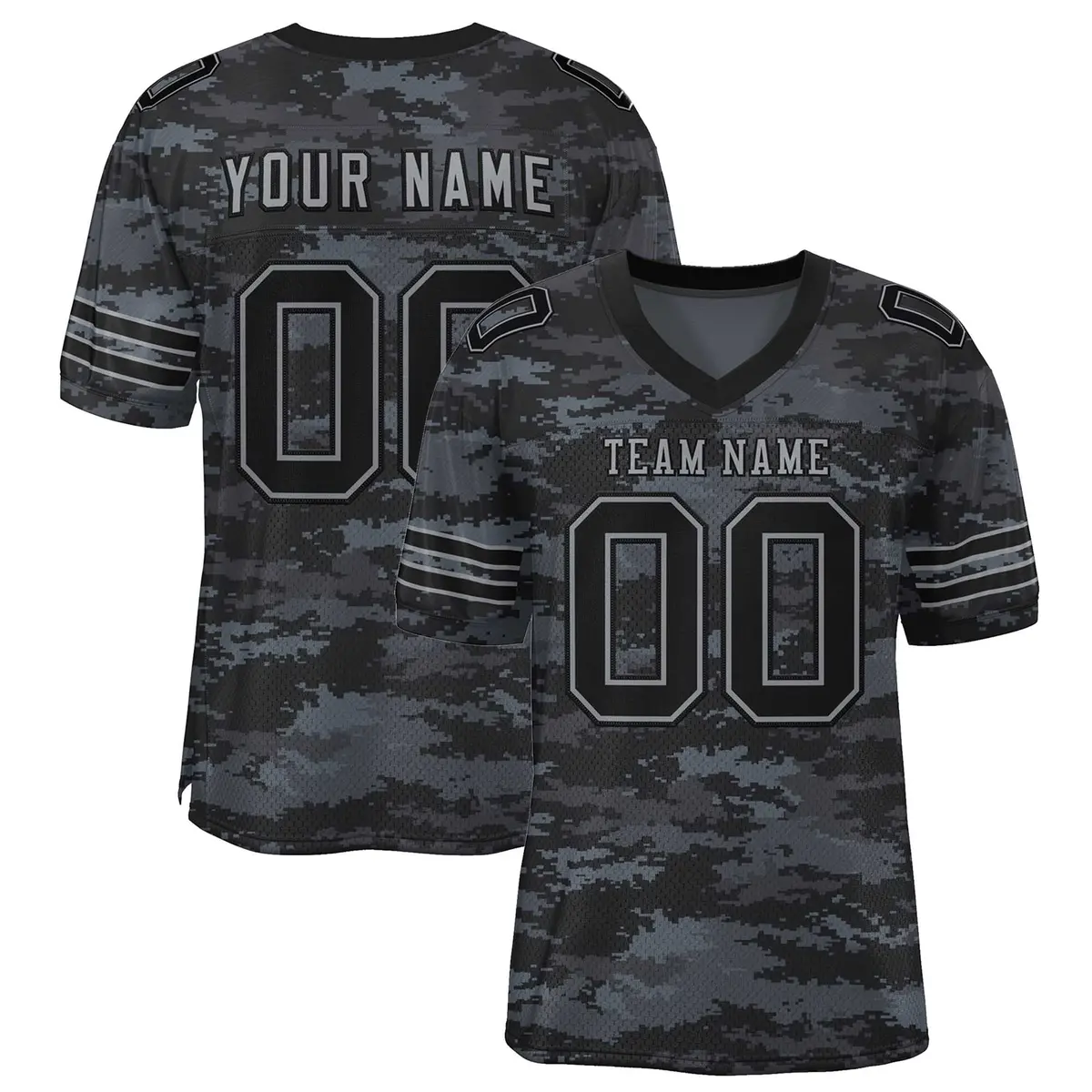 Camo Black-Gray Mesh Authentic Football Jersey