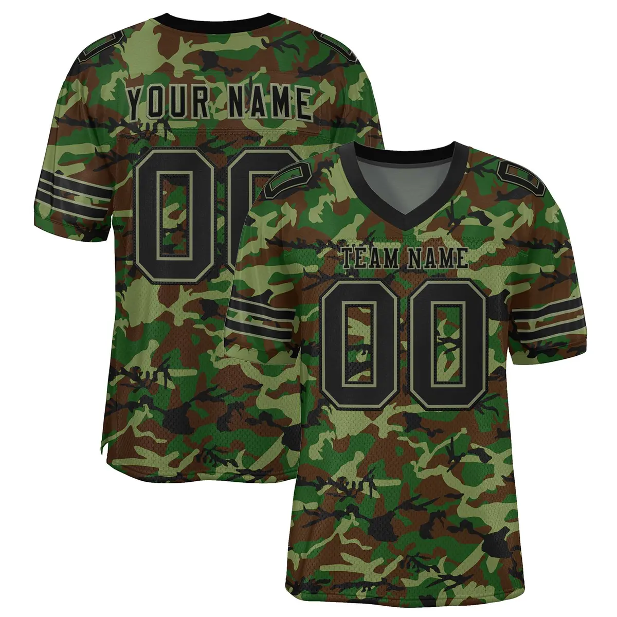 Camo Black Green Mesh Authentic Football Jersey