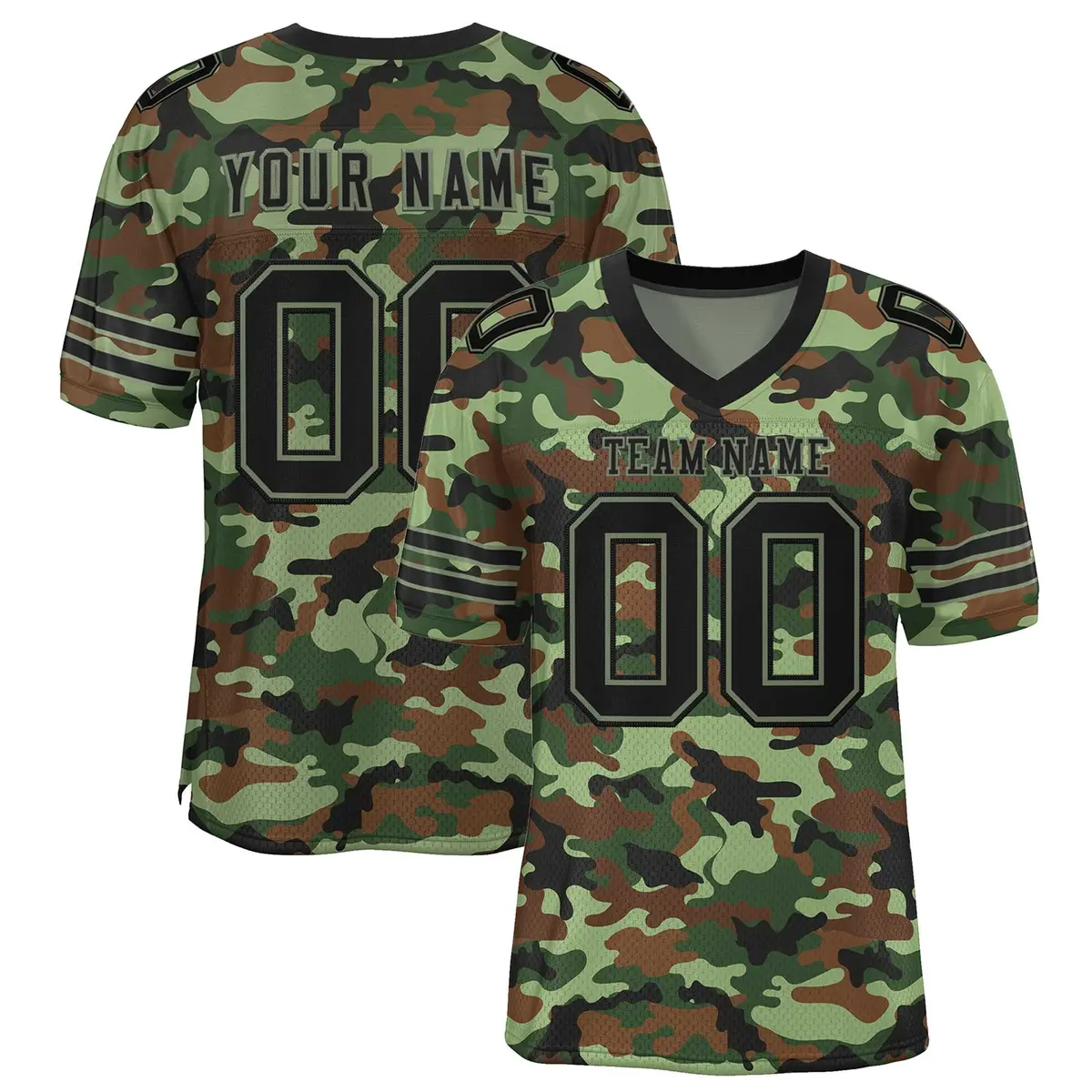 Camo Black Green Mesh Authentic Football Jersey