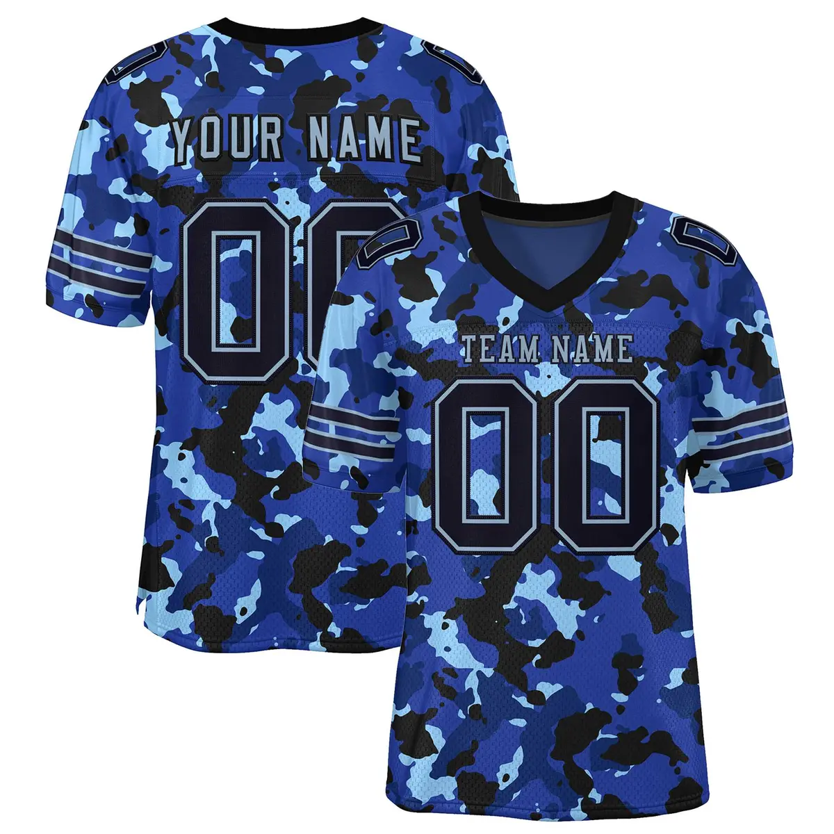 Camo Black-Light Blue Mesh Authentic Football Jersey