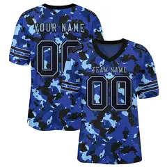 Camo Black-Light Blue Mesh Authentic Football Jersey