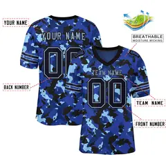 Camo Black-Light Blue Mesh Authentic Football Jersey 2