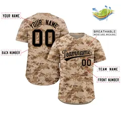 Camo Black Old-Gold Authentic Baseball Jersey 2