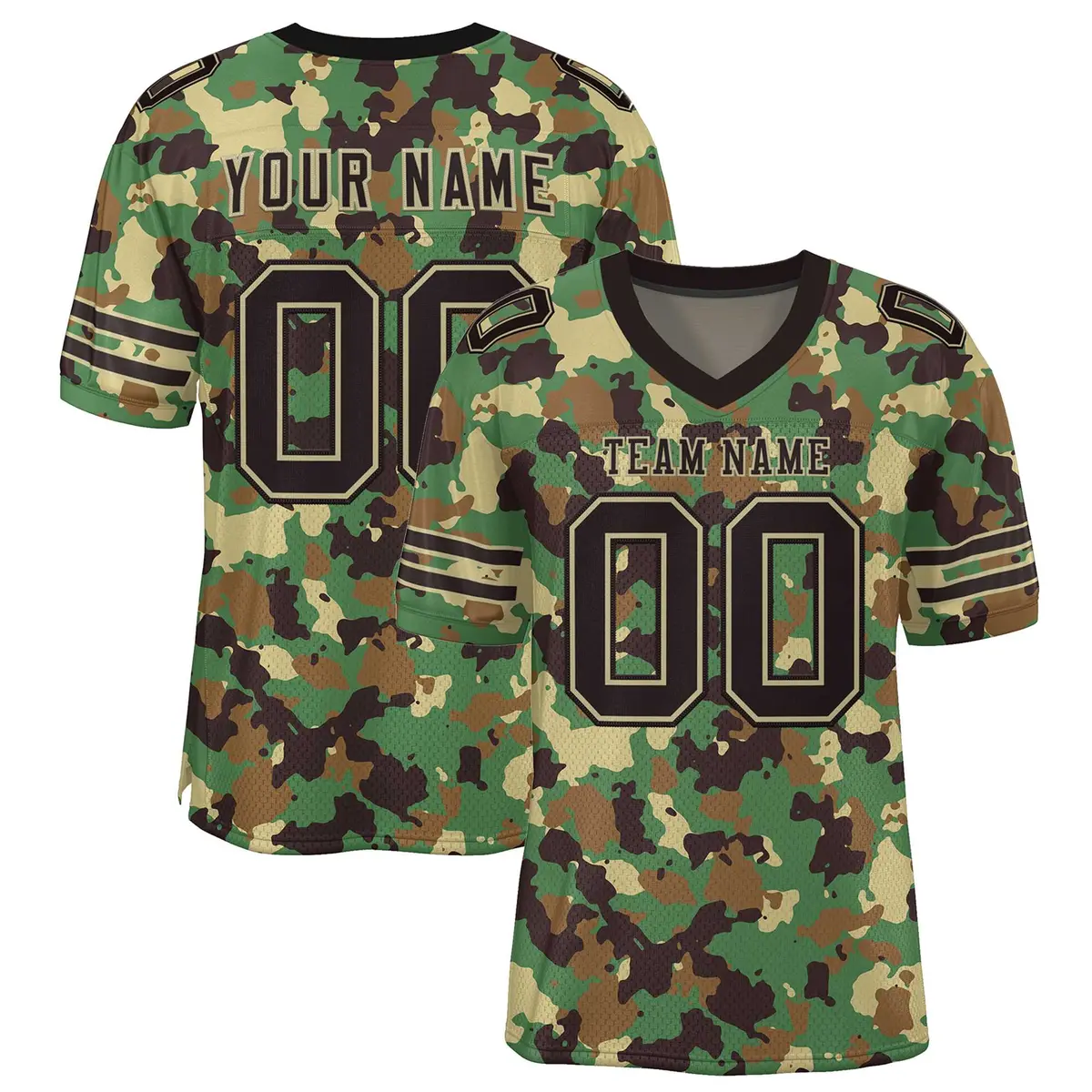 Camo Black-Old Gold Mesh Authentic Football Jersey