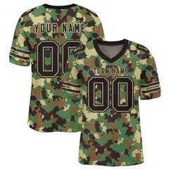 Camo Black-Old Gold Mesh Authentic Football Jersey