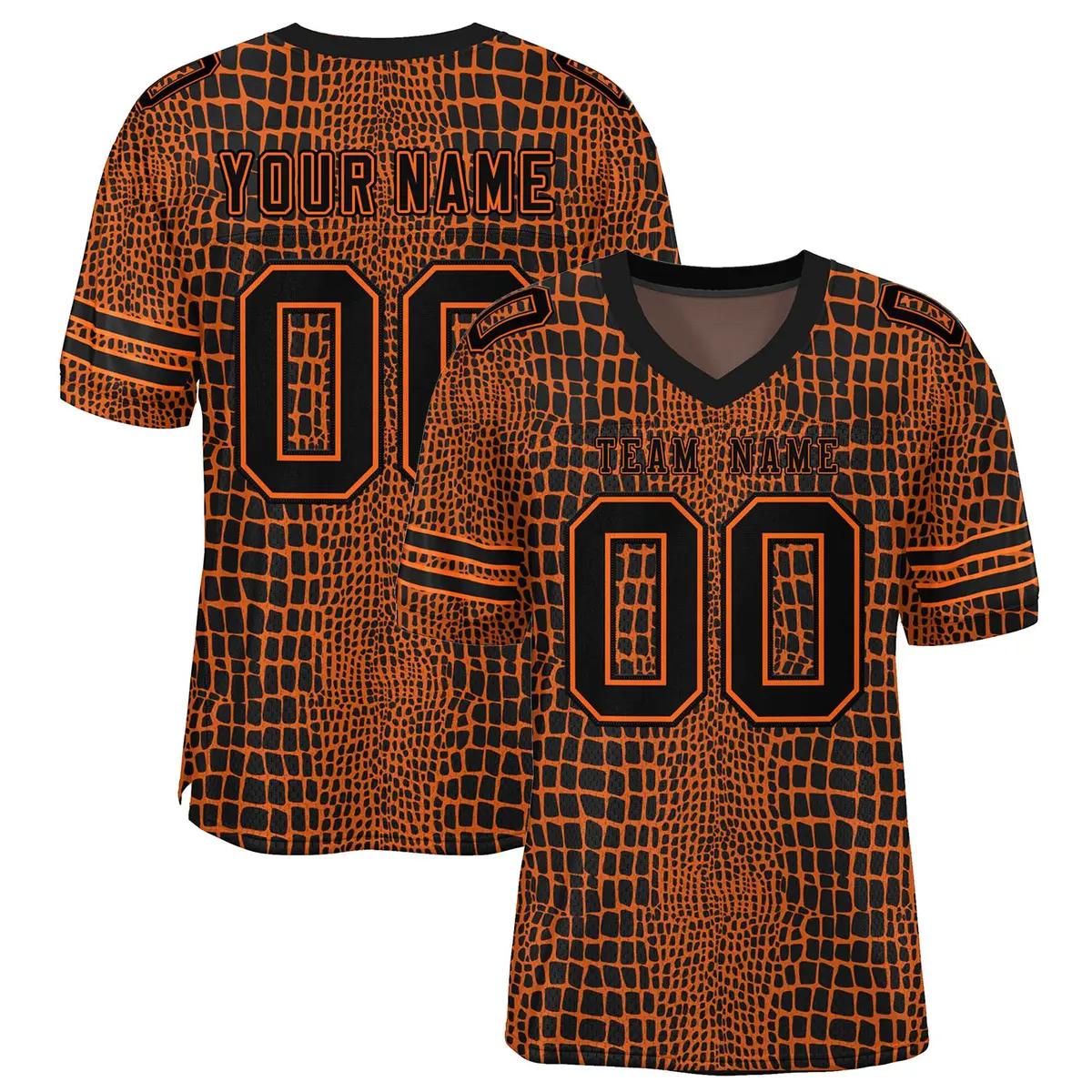 Camo Black-Orange Crocodile Mesh Authentic Football Jersey