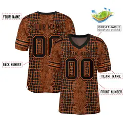Camo Black-Orange Crocodile Mesh Authentic Football Jersey 2