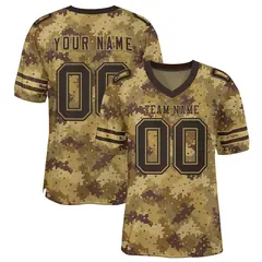 Camo Brown-Old Gold Mesh Authentic Football Jersey