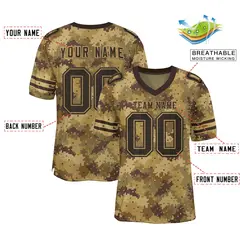Camo Brown-Old Gold Mesh Authentic Football Jersey 2