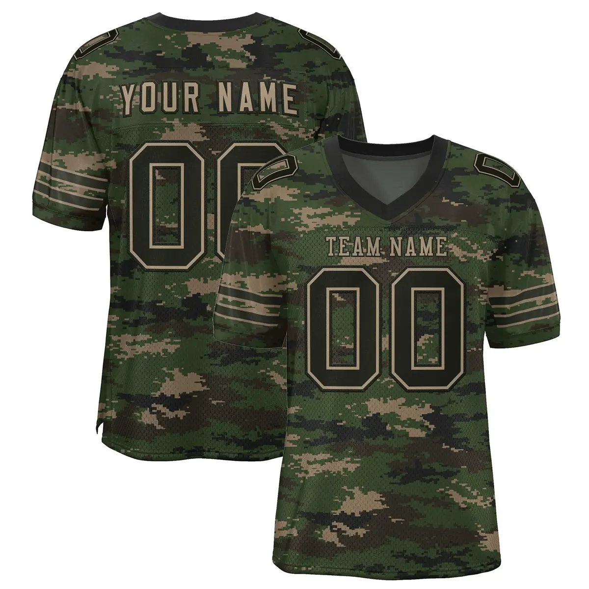 Camo Brown-Olive Mesh Authentic Football Jersey