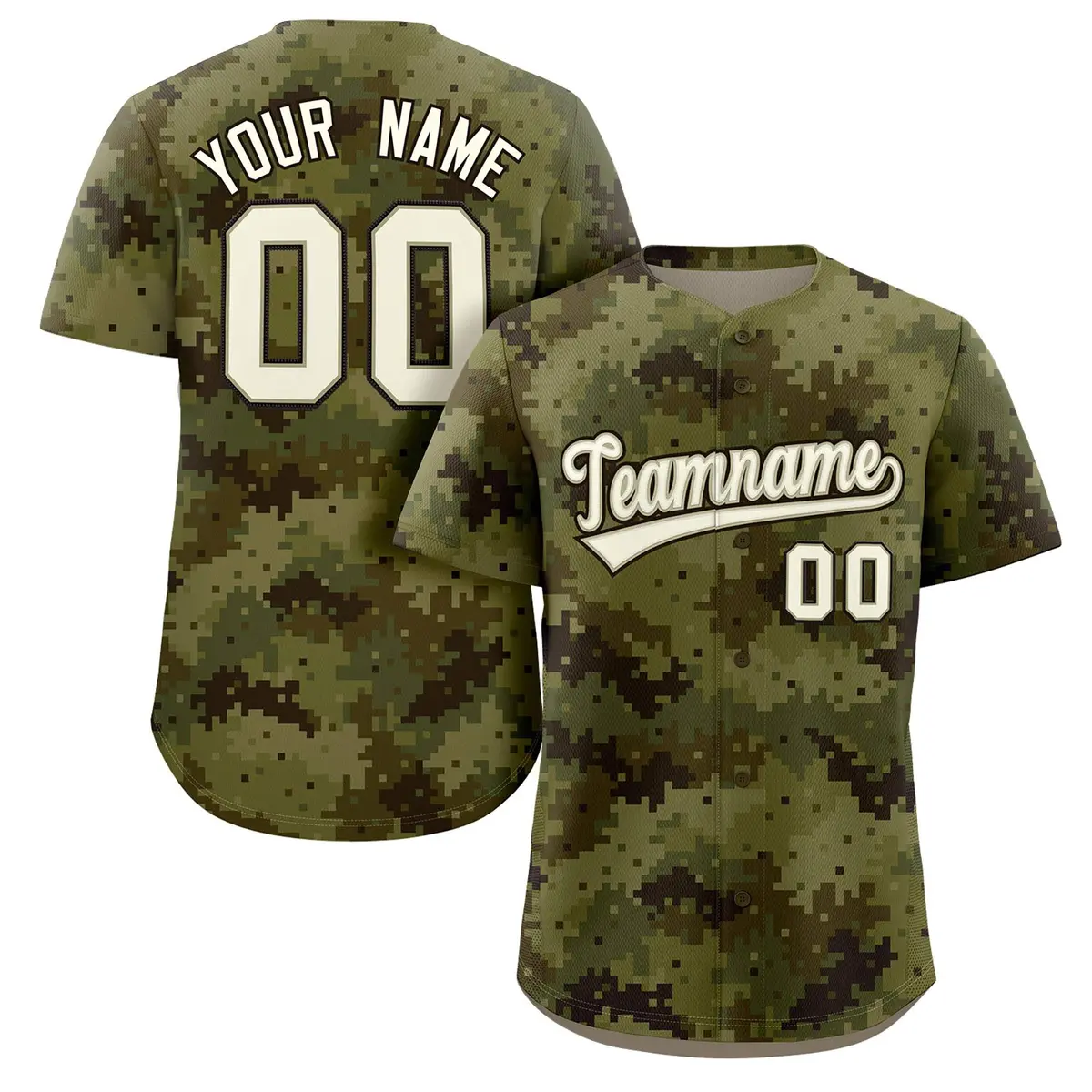 Camo Cream Green-Brown Authentic Baseball Jersey