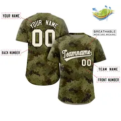 Camo Cream Green-Brown Authentic Baseball Jersey 2