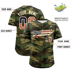 Camo Cream Vintage USA Flag Salute To Service Baseball Jersey 2