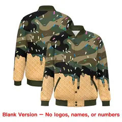 Camo Ice Cream Cone Graffiti Full-Snap Varsity Letterman Jacket 7