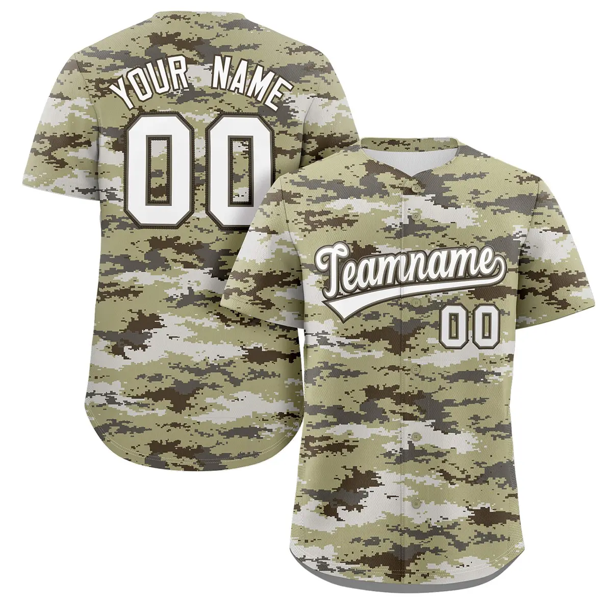 Camo White Gray-Brown Authentic Baseball Jersey