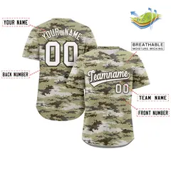 Camo White Gray-Brown Authentic Baseball Jersey 2