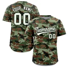 Camo White Green-Black Authentic Baseball Jersey