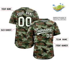 Camo White Green-Black Authentic Baseball Jersey 2