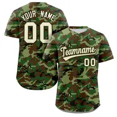 Camo White Green-Brown Authentic Baseball Jersey