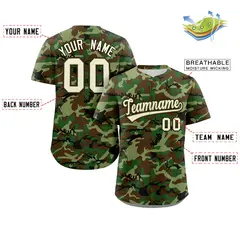 Camo White Green-Brown Authentic Baseball Jersey 2