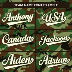 Camo White Green-Brown Authentic Baseball Jersey 3
