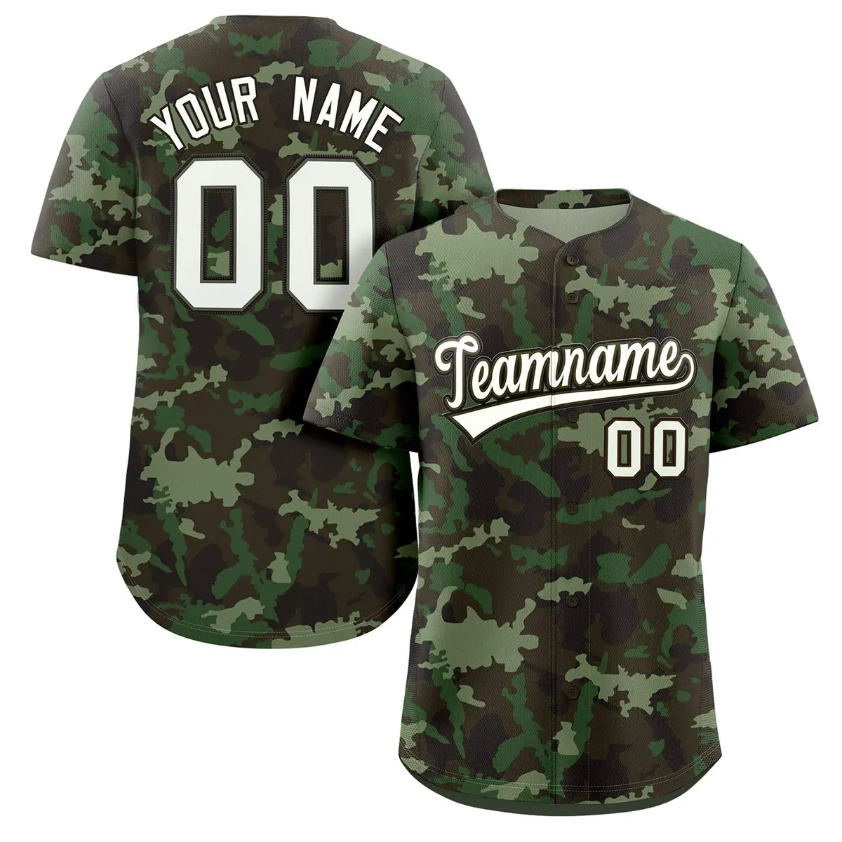 Camo White Green-Brown Authentic Baseball Jersey