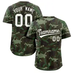 Camo White Green-Brown Authentic Baseball Jersey