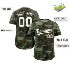 Camo White Green-Brown Authentic Baseball Jersey 2