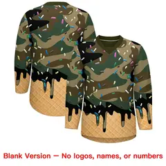 Camo White Ice Cream Pattern V-Neck Hockey Jersey 7