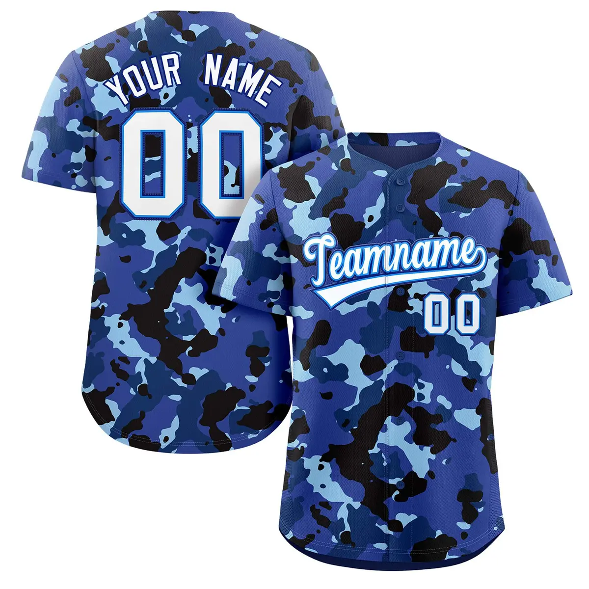 Camo White Light Blue-Royal Authentic Baseball Jersey