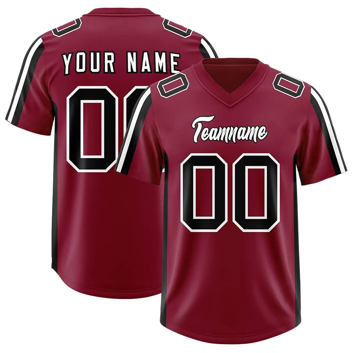Cardinal Black and White Side Stripe Football Jersey