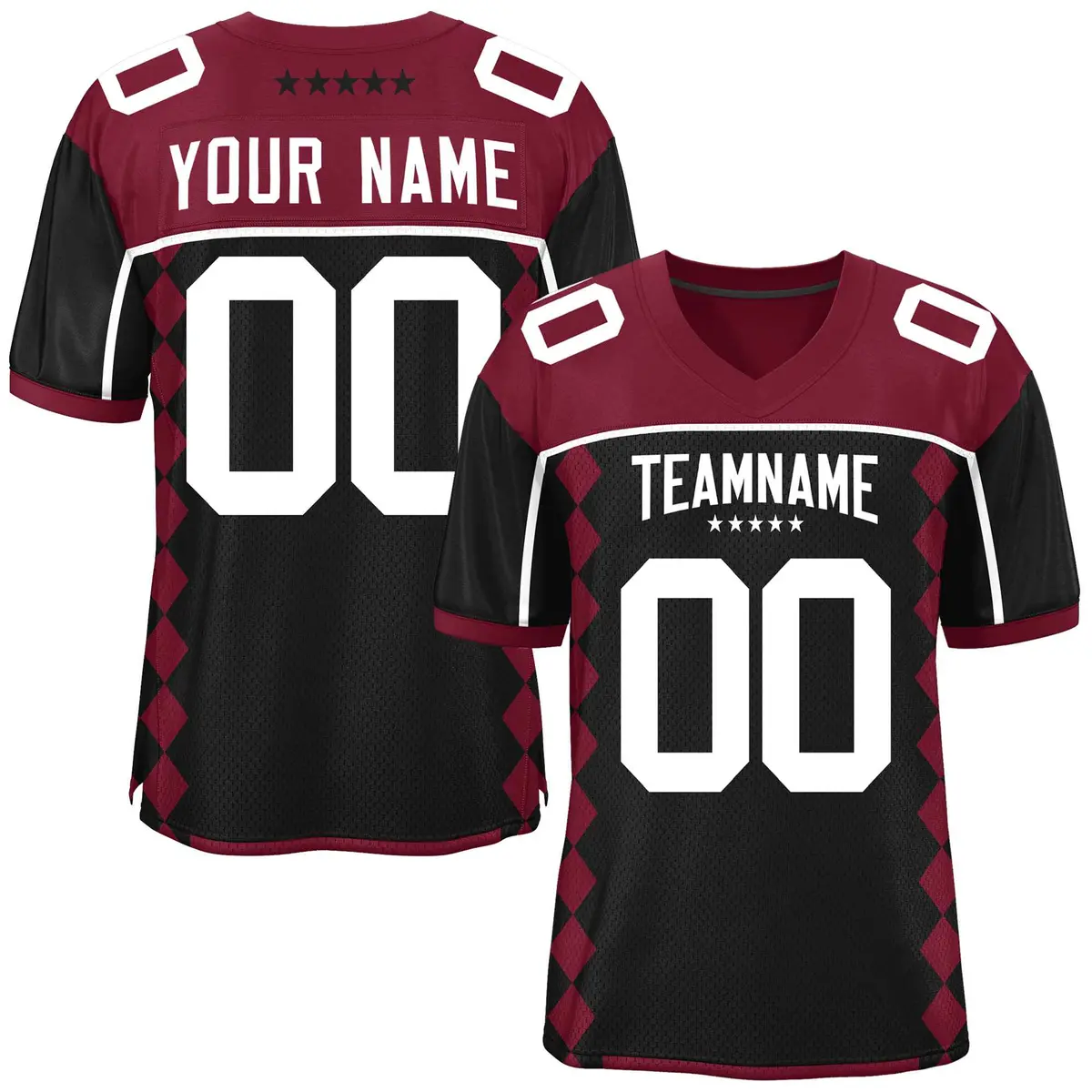 Cardinal Black Raglan Sleeves Side Blocks Football Jersey