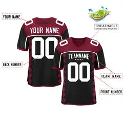Cardinal Black Raglan Sleeves Side Blocks Football Jersey 2